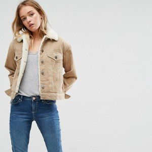 NWOT asos corduroy jacket with shearling collar